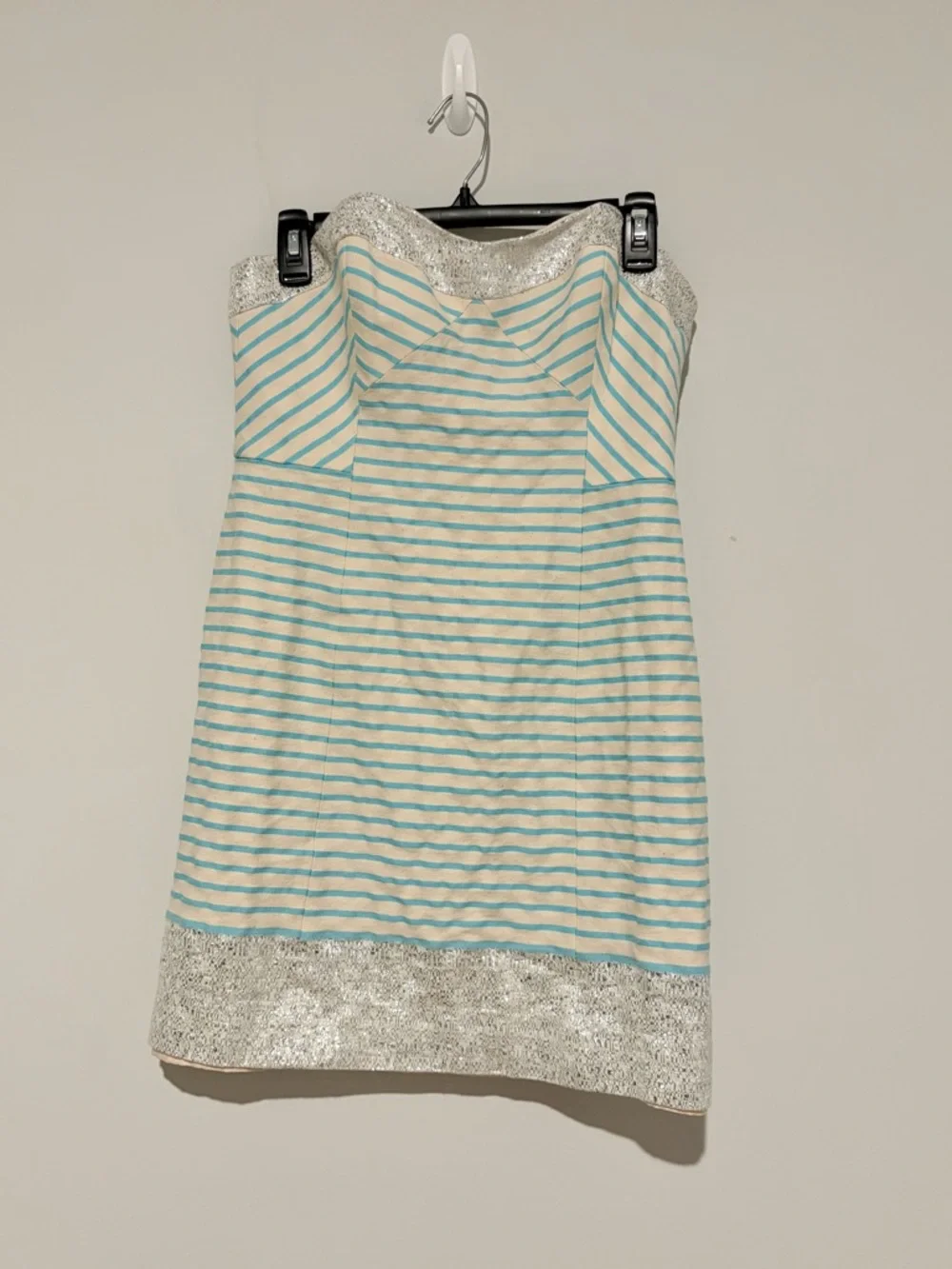 Lilly Pulitzer Remi Striped strapless Dress blue metallic size 6 - Picture 3 of 12